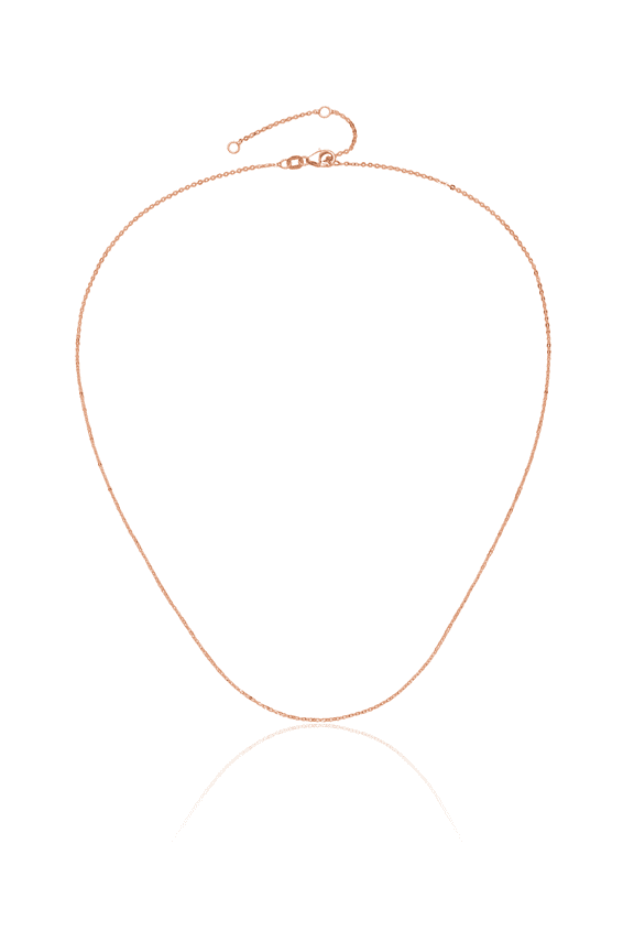 14K Solid Rose Pink Gold 1.2mm Cable Adjustable Chain Necklace