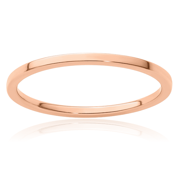 14K Solid Rose Pink Gold 1.2mm Stacking Plain Classic Wedding Band Statement Ring