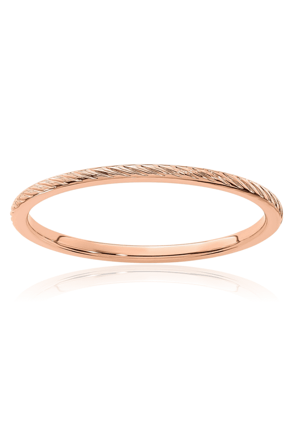 14K Solid Rose Pink Gold 1.2mm Twisted Wire Stacking Wedding Band Woven Crisscross Statement Ring
