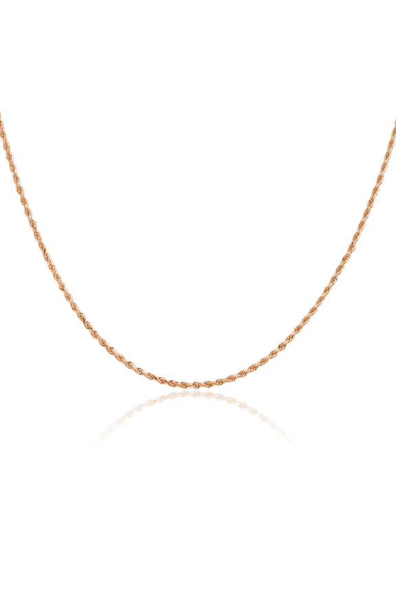14K Solid Rose Pink Gold 1.5mm Rope Chain Twisted Link Necklace