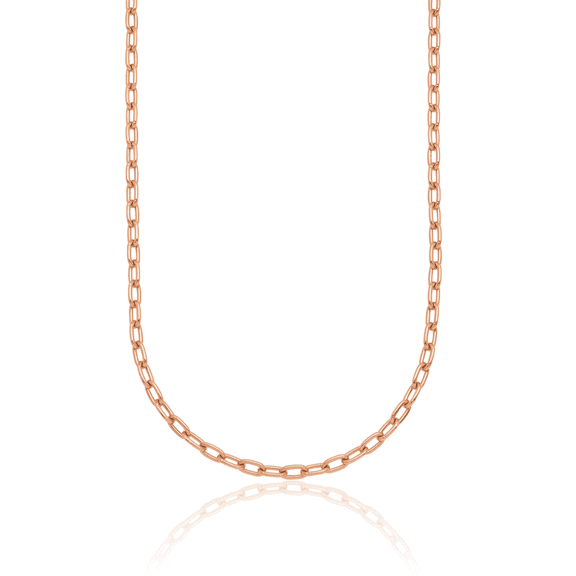 14K Solid Rose Pink Gold 2.9mm Oval Cable Rolo Link Chain Belcher Necklace