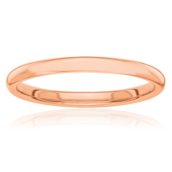 14K Solid Rose Pink Gold 2mm Stacking Plain Classic Wedding Band Ring