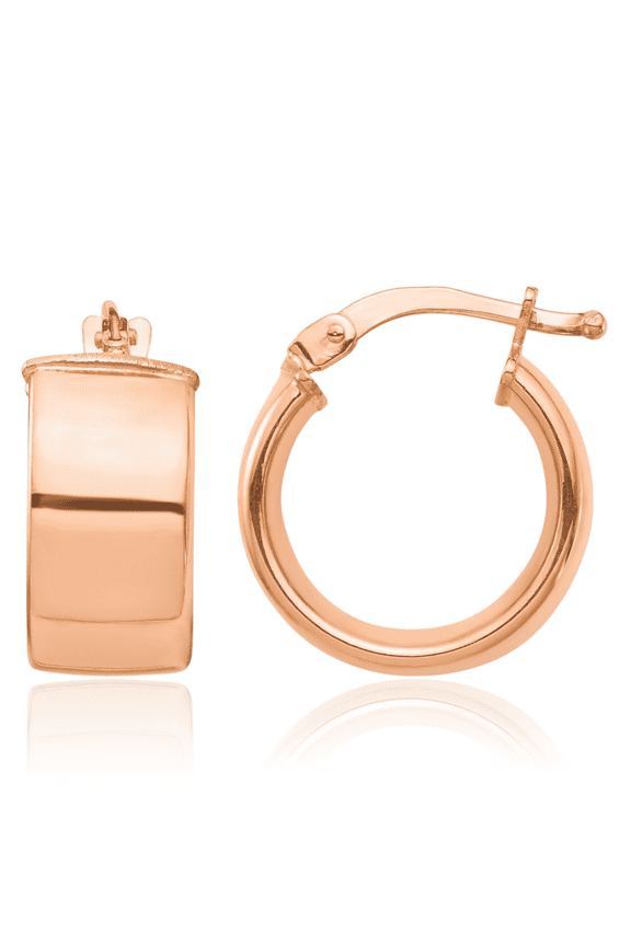 14K Solid Rose Pink Gold 7mm Round Small Hoop Earrings