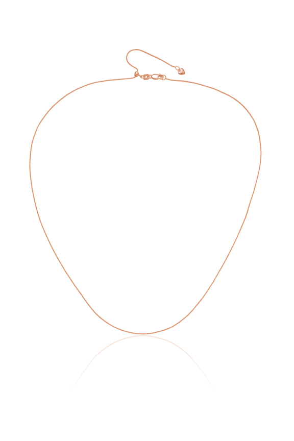 14K Solid Rose Pink Gold Adjustable 0.85mm Spiga Wheat Link Chain Necklace