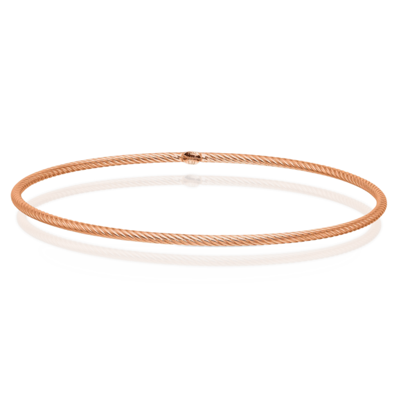 14K Solid Rose Pink Gold Slip On Bangle Bracelet