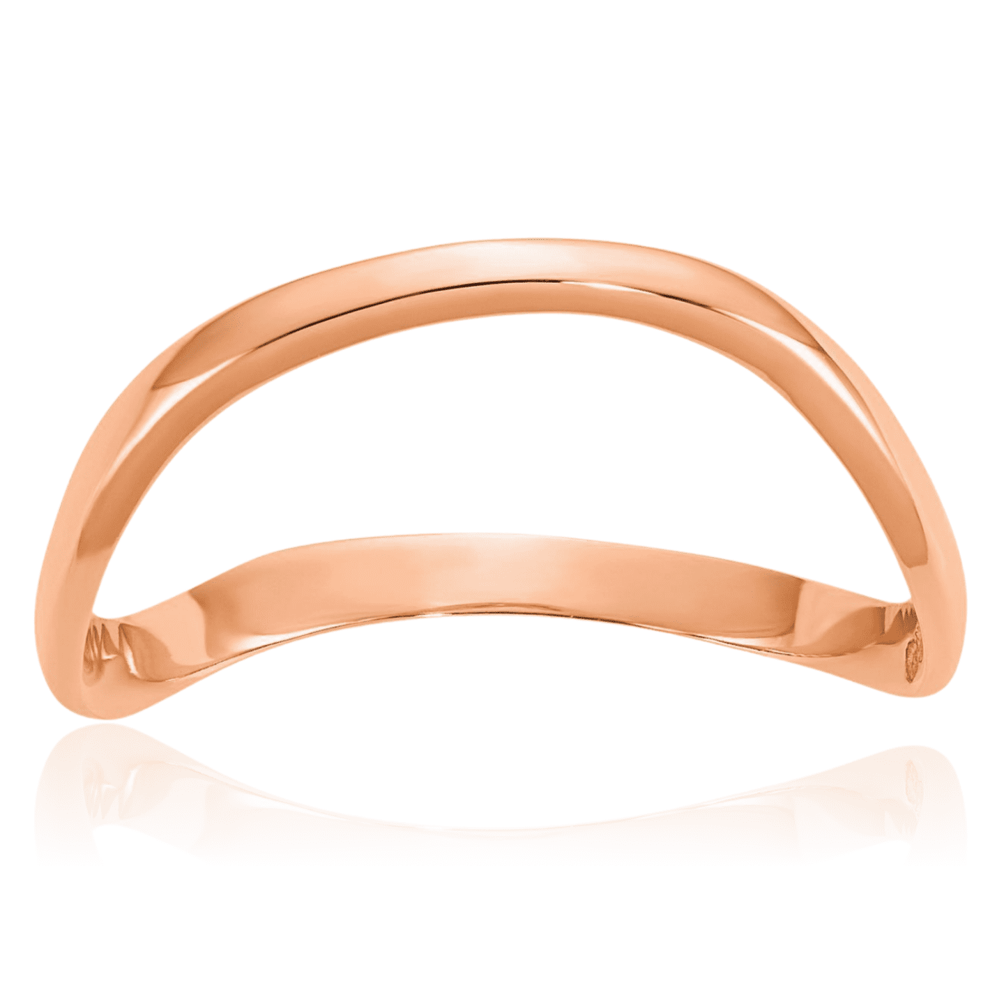 14K Solid Rose Pink Gold Wave Thumb Statement Ring - Walmart.com