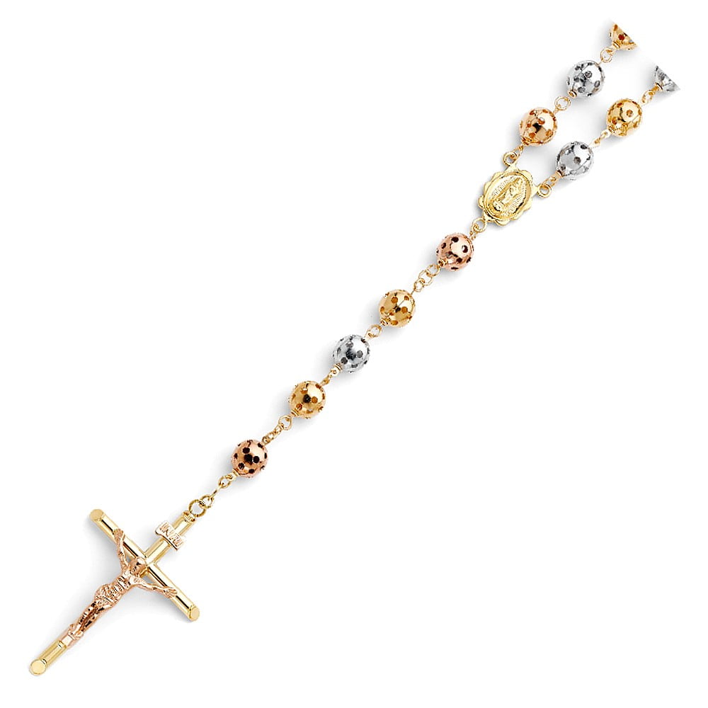14K Solid Tri Color Gold 8mm Puff Ball 26