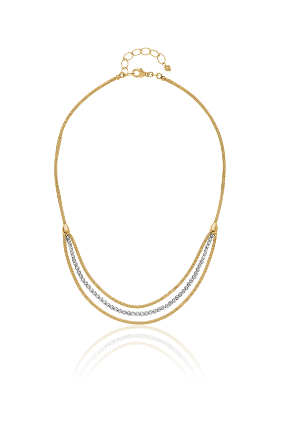 14K Solid Two Tone Gold Chain Layering Necklace