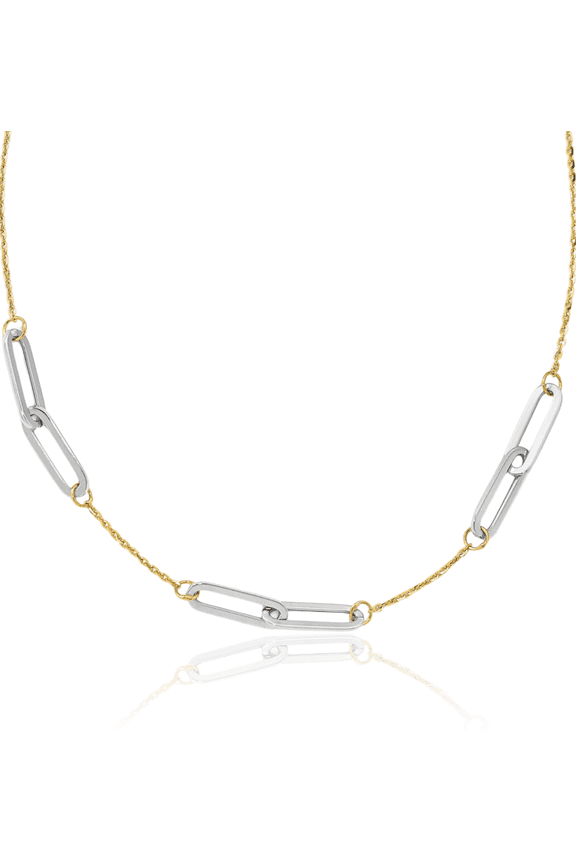 14K Solid Two Tone Gold Chain Necklace