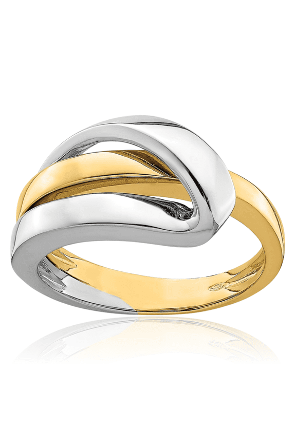 14K Solid Two Tone Gold Folded Chunky Dome Statement Ring