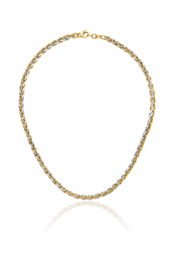 14K Solid Two Tone Gold Link Chain Necklace