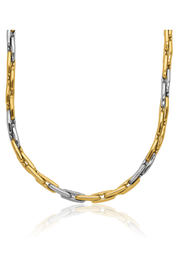 14K Solid Two Tone Gold Link Chain Necklace