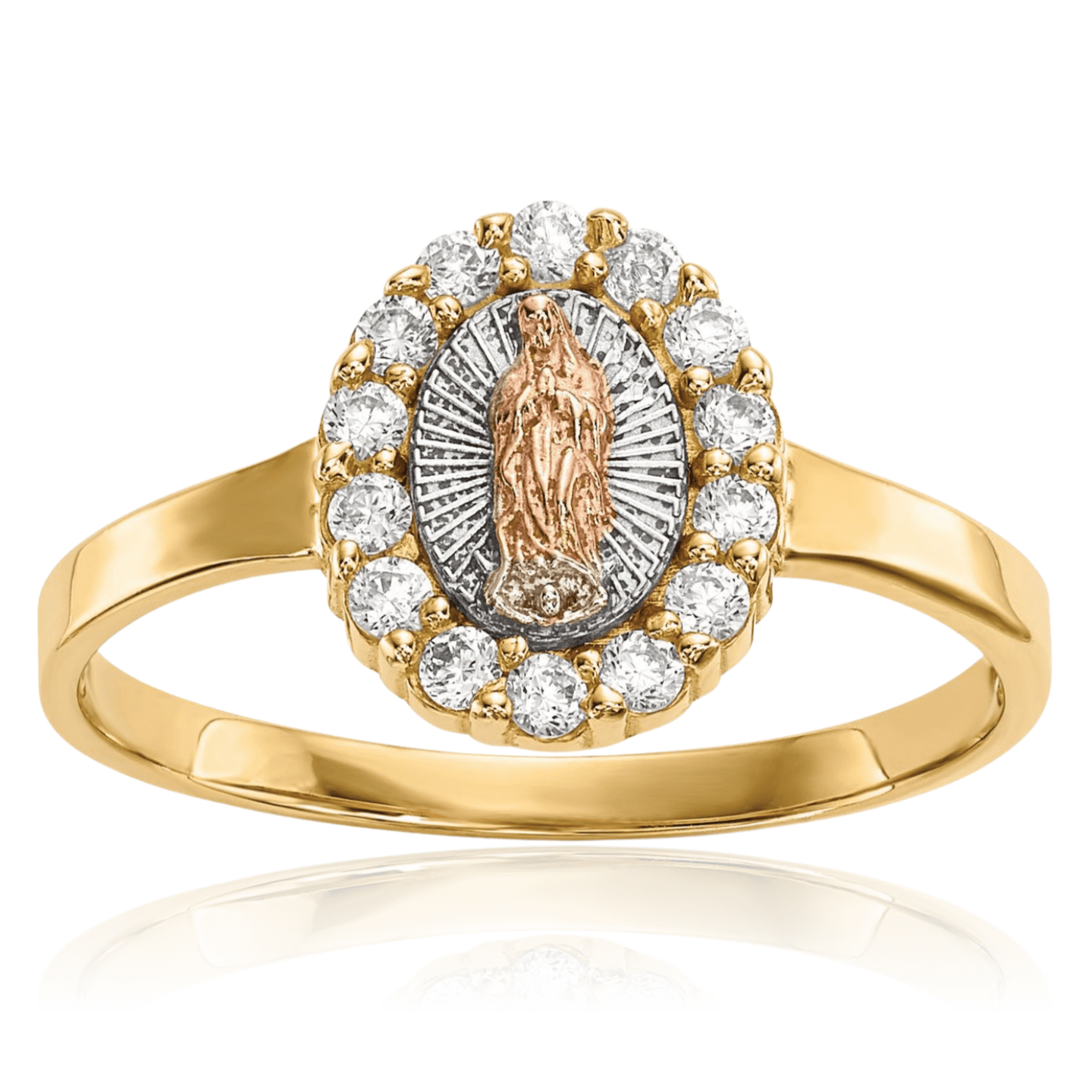 ICE CARATS 14K Solid Two Tone Gold Cubic Zirconia Our Lady of Guadalupe ...