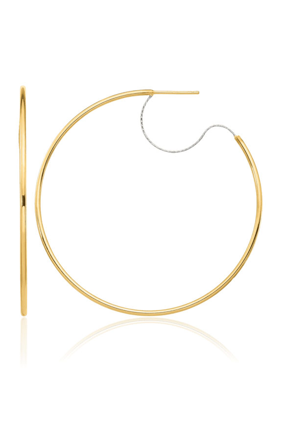 14K Solid Two Tone Gold Wire Hoop Earrings