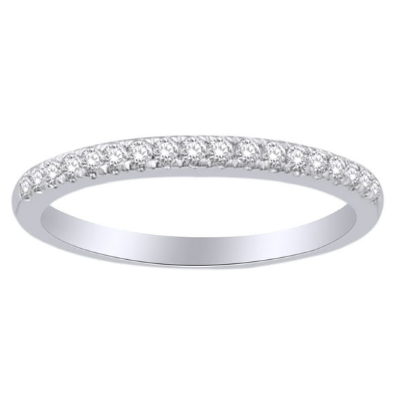 AFFY 14K Solid White Gold (0.2 Cttw) White Natural Diamond Contour Band Ring In 14K Solid White Gold