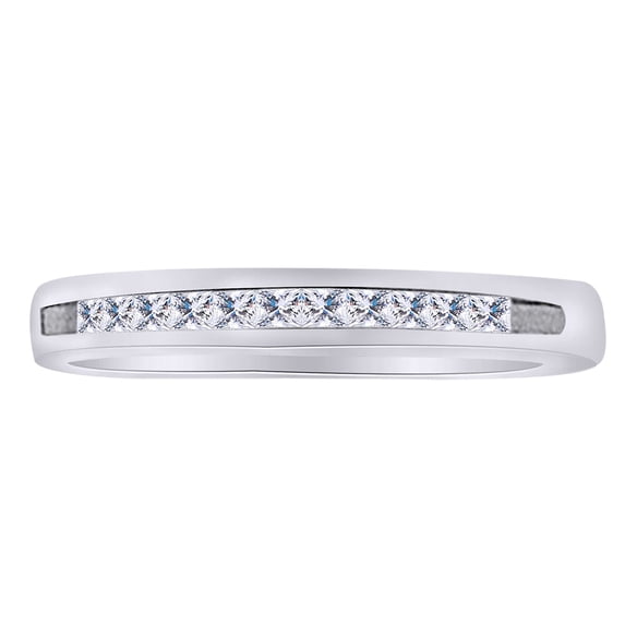 AFFY 14K Solid White Gold (0.33 Cttw) Princess Cut White Diamond Engagement Wedding Ring By