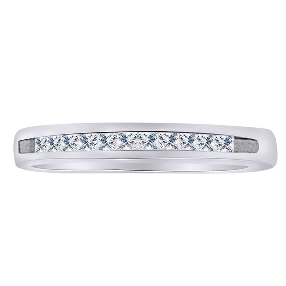 AFFY 14K Solid White Gold (0.33 Cttw) Princess Cut White Diamond Engagement Wedding Ring