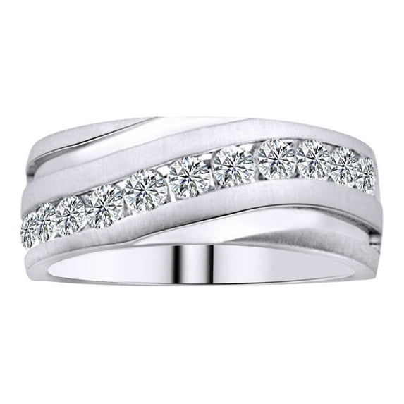 AFFY 14K Solid White Gold (0.5 Cttw) Round Cut White Diamond Crossway Engagement Band Ring By
