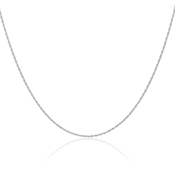 14K Solid White Gold 0.95mm Cable Rope Chain Twisted Link Necklace