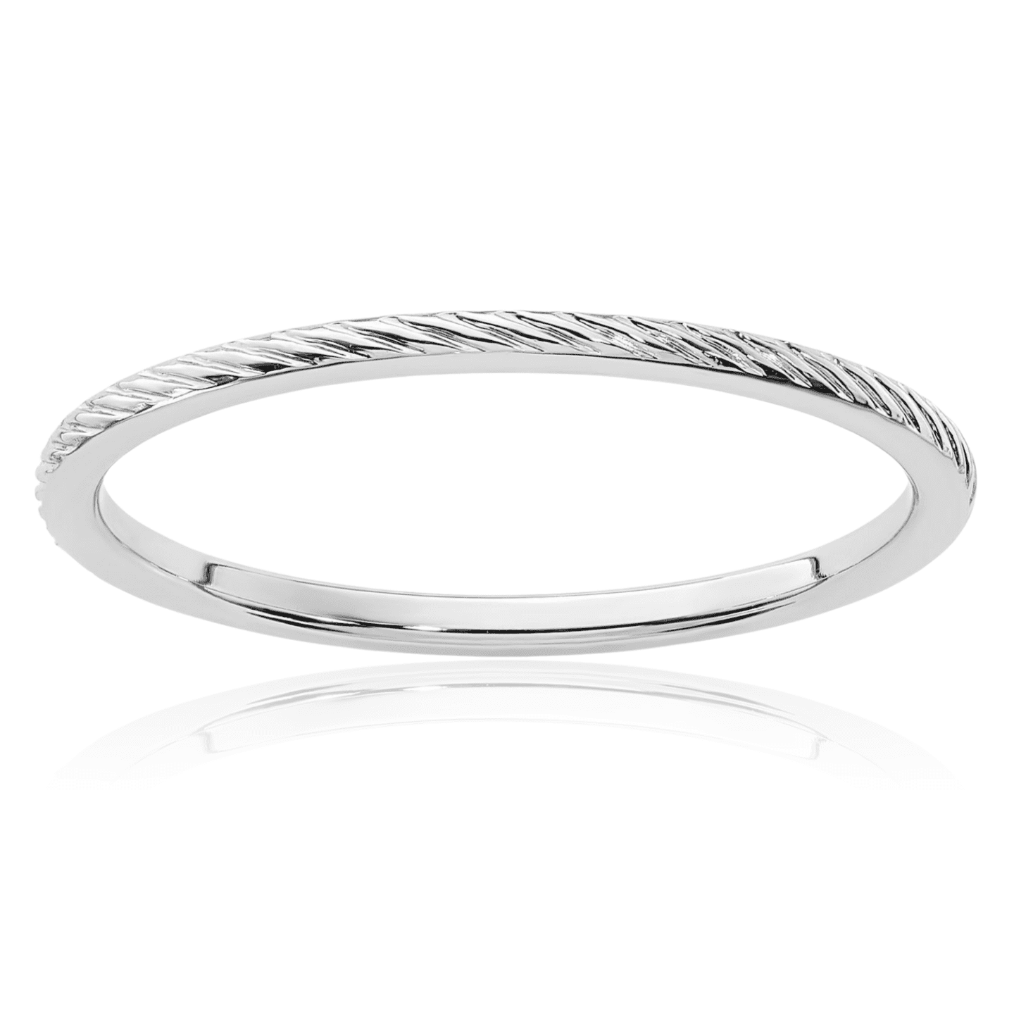 Twisted Wire Rings 14K Solid White Gold 1.2mm Twisted Wire Stacking Wedding Band Woven ...