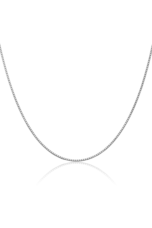 14K Solid White Gold 1.3mm Box Link Chain Necklace