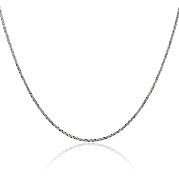 14K Solid White Gold 1.45mm Cable Rolo Link Chain Belcher Necklace