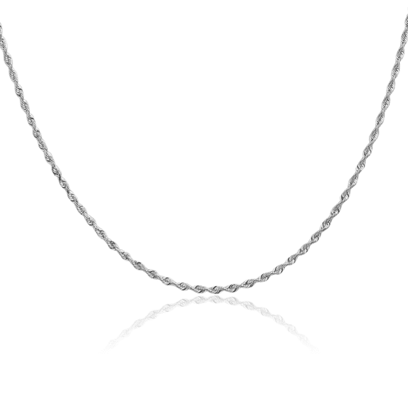 14K Solid White Gold 1.85mm Quadruple Rope Chain Twisted Link Necklace