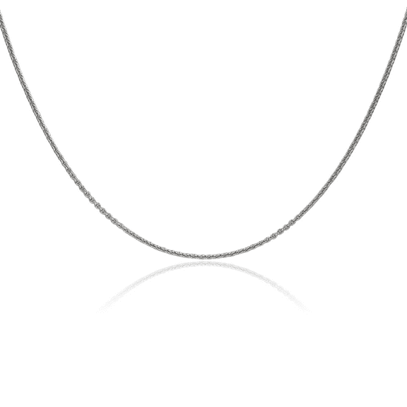 14K Solid White Gold 1mm Round Cable Rolo Link Chain Belcher Necklace