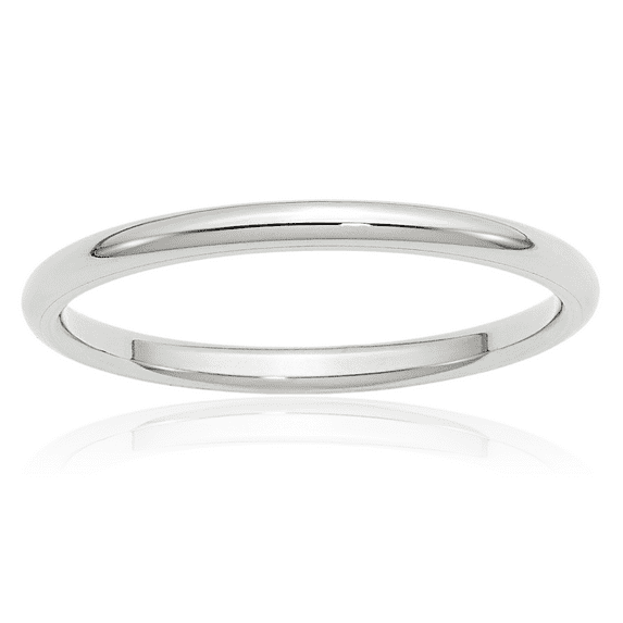 14K Solid White Gold 2mm Comfort Fit Plain Classic Wedding Band Ring