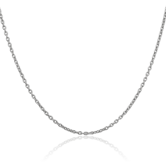 14K Solid White Gold 2mm Round Cable Rolo Link Chain Belcher Necklace