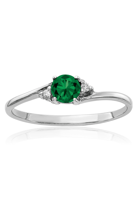 14K Solid White Gold 0.25 carat Helenite Diamond Accent Mount Saint Helens Promise Ring - Round Cut, Natural, Prong Set Women's