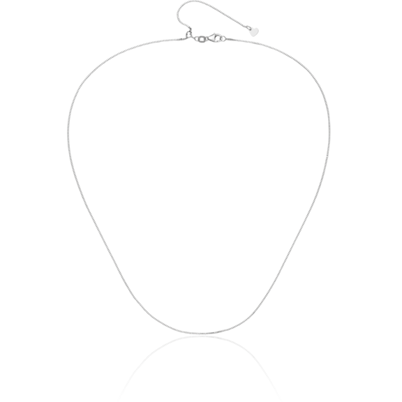 14K Solid White Gold Adjustable 0.8mm Box Link Chain Necklace