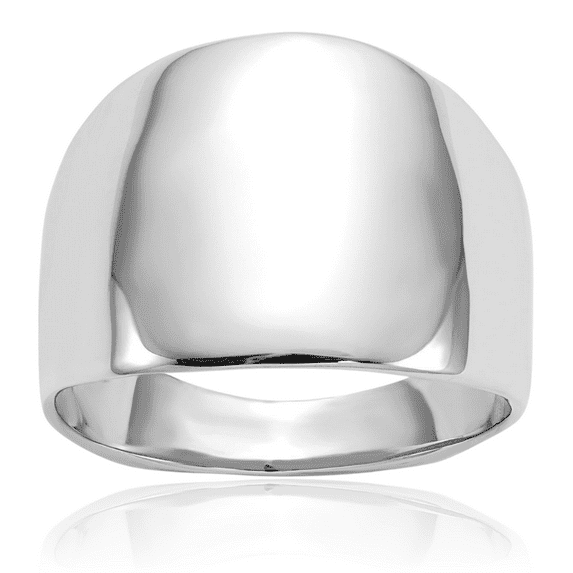 14K Solid White Gold Chunky Dome Statement Ring
