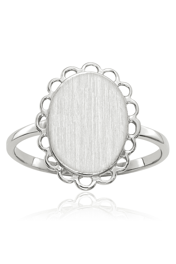 14K Solid White Gold Custom Engraved Signet Ring Handmade Personalized Monogram Initial Letter Band