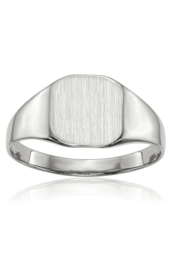 14K Solid White Gold Custom Engraved Signet Ring Handmade Personalized Monogram Initial Letter Band