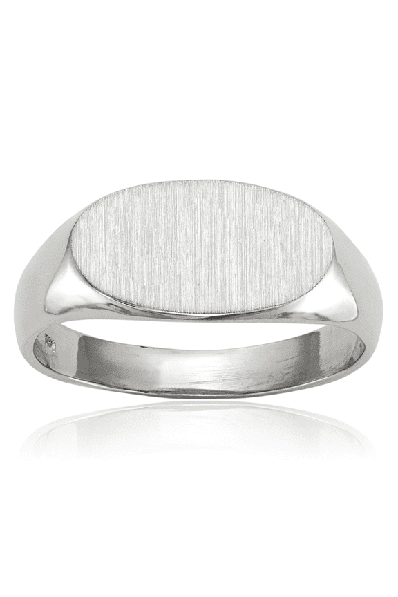 14K Solid White Gold Custom Engraved Signet Ring Handmade Personalized Monogram Initial Letter Band