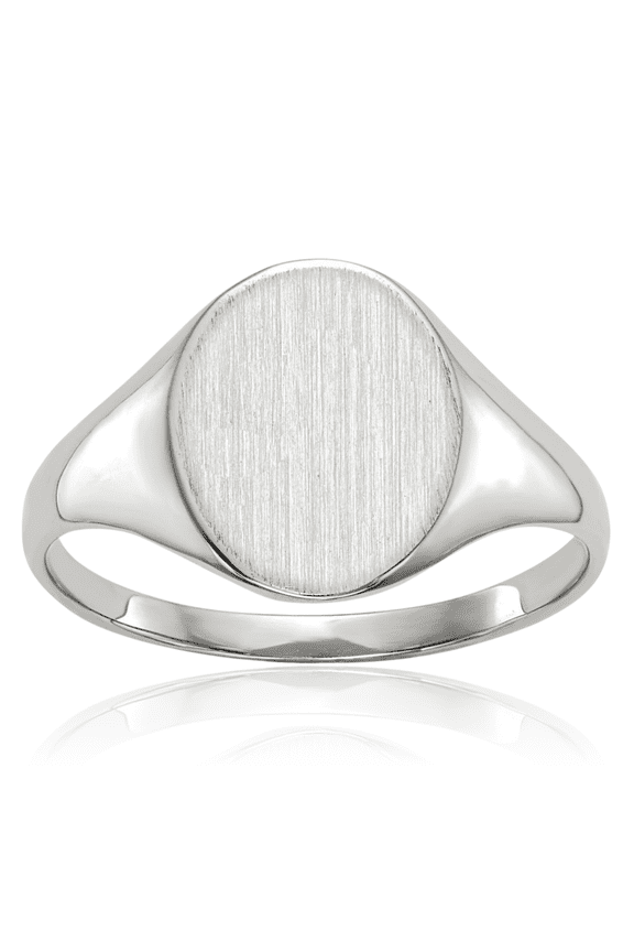 14K Solid White Gold Custom Engraved Signet Ring Handmade Personalized Monogram Initial Letter Band