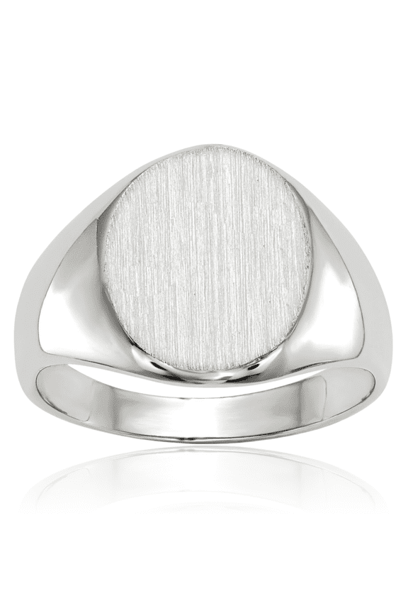 14K Solid White Gold Custom Engraved Signet Ring Handmade Personalized Monogram Initial Letter Band