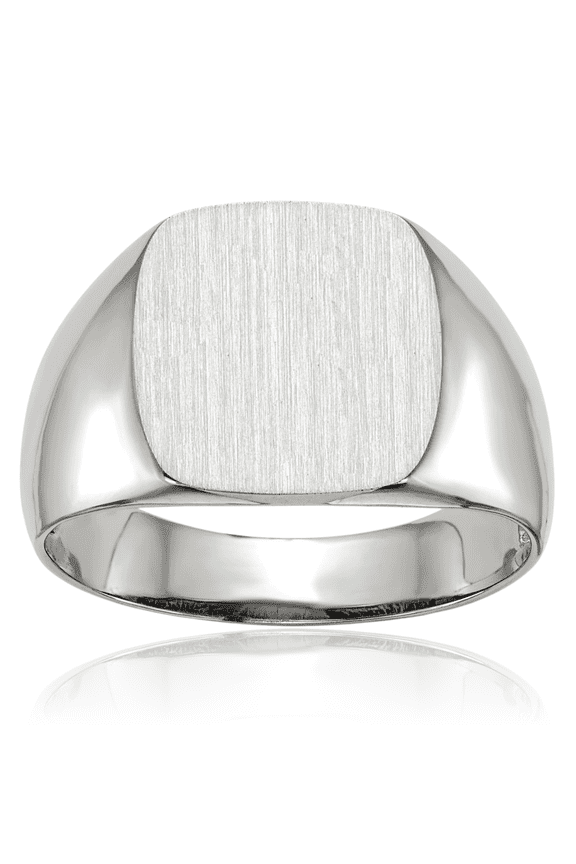 14K Solid White Gold Custom Engraved Signet Ring Handmade Personalized Monogram Initial Letter Band