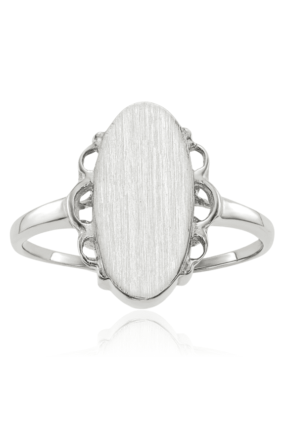 14K Solid White Gold Custom Engraved Signet Ring Handmade Personalized Monogram Initial Letter Band