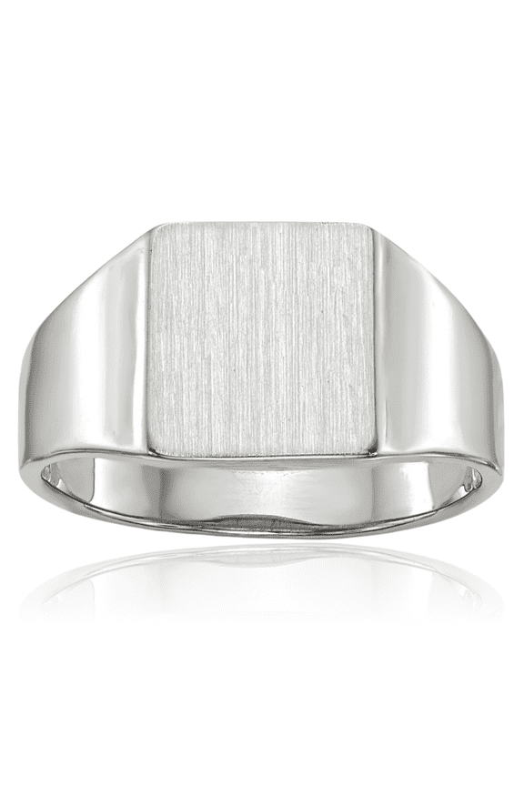 14K Solid White Gold Custom Engraved Signet Ring Handmade Personalized Monogram Initial Letter Band