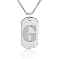 thumbnail image 1 of 14K Solid White Gold Dainty Letter G Initial Name Monogram Dog Tag Necklace Chain Pendant Charm with chain 20inch, 1 of 11