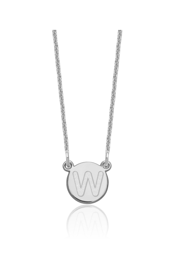 14K Solid White Gold Dainty Letter W Initial Name Monogram Chain Necklace