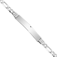 thumbnail image 1 of 14K Solid White Gold Figaro Link Name Bar Identification ID Bracelet, 1 of 3