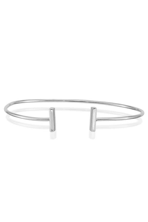 14K Solid White Gold Flexible Bar Bangle Bracelet