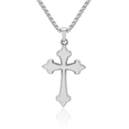 thumbnail image 1 of 14K Solid White Gold French Fleur De Lis Lily Flower Holy Cross Necklace Religious Chain Pendant Jesus Christ Charm, 1 of 8