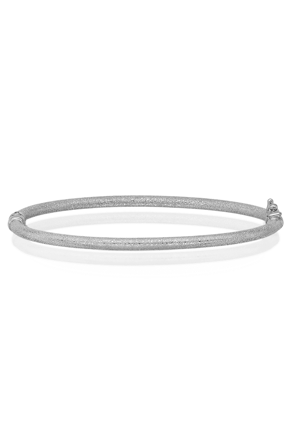 14K Solid White Gold Hinged Bangle Bracelet