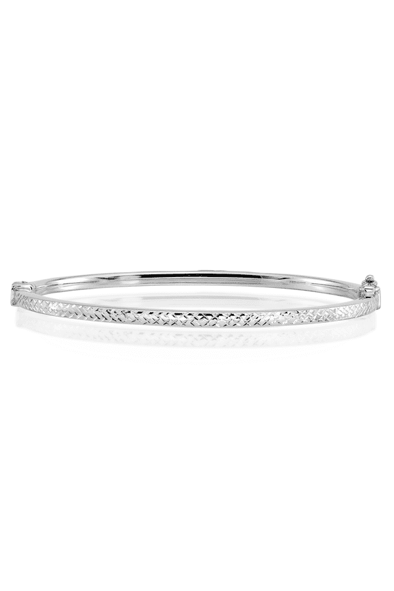 14K Solid White Gold Hinged Bangle Bracelet