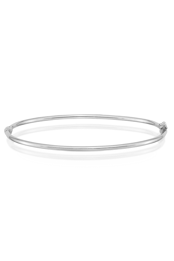 14K Solid White Gold Hinged Bangle Bracelet