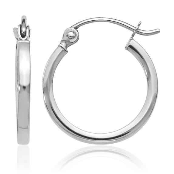 14K Solid White Gold Huggie Small Hoop Earrings